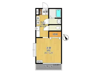 A-FLAT(1K/2階)の間取り写真