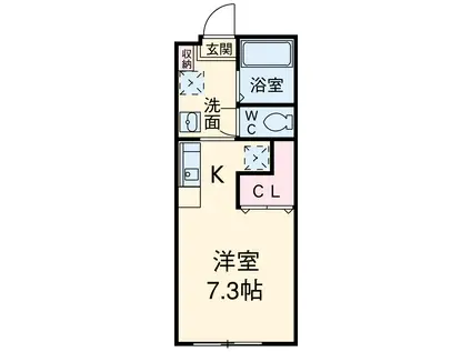 クレール国立(ワンルーム/2階)の間取り写真