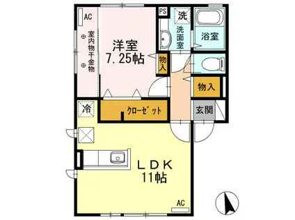 バラジュ(1LDK/2階)の間取り写真