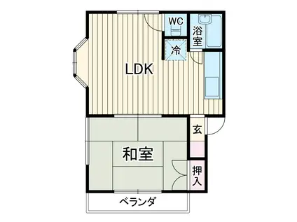 シャルムホワイト(1LDK/2階)の間取り写真