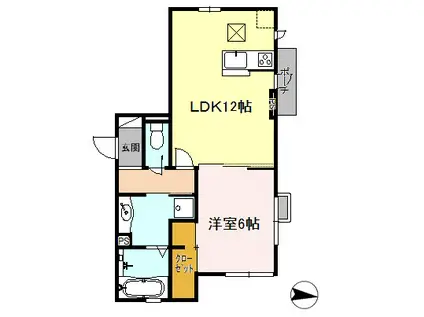 ヴィラ ホースシュー(1LDK/1階)の間取り写真