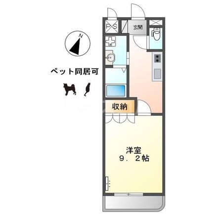 プレリュードⅡ(1K/2階)の間取り写真