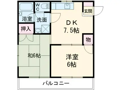 メゾン柏A(2DK/2階)の間取り写真