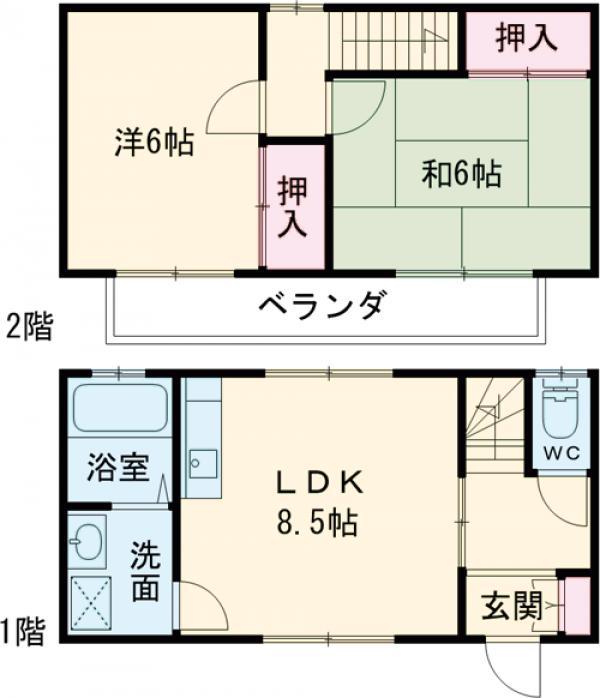 メゾンサチ2(2LDK/1階)の間取り写真