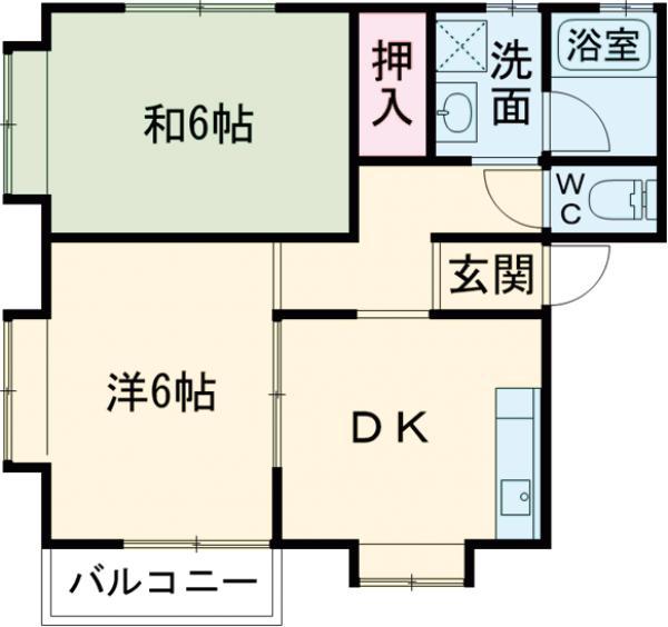 第2アークヒルズ(2DK/1階)の間取り写真