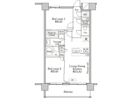 ブランシア梶ヶ谷(2LDK/3階)の間取り写真
