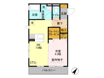 インフィニットⅢ(1DK/3階)の間取り写真