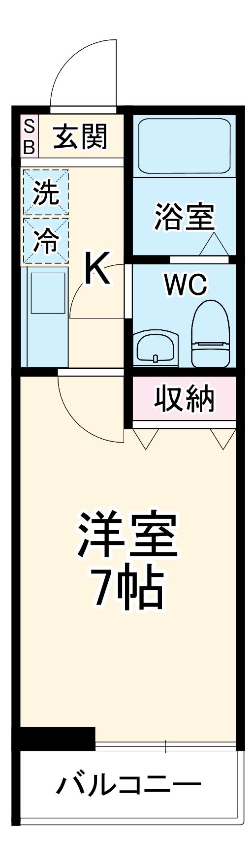 コモハイツ宮崎台(1K/2階)の間取り写真