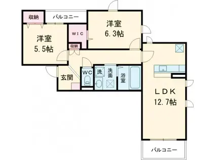 ルーエプラッツⅢ(2LDK/1階)の間取り写真