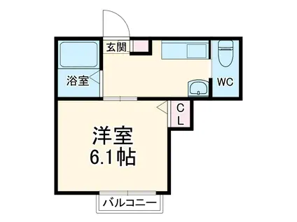 カーサ・ビアンコ(1K/1階)の間取り写真