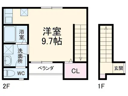 クレールエスパース(ワンルーム/2階)の間取り写真