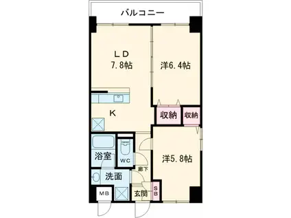 パルテンザ(2LDK/3階)の間取り写真