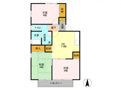 農住メゾンジュネスB(3DK/2階)の間取り写真