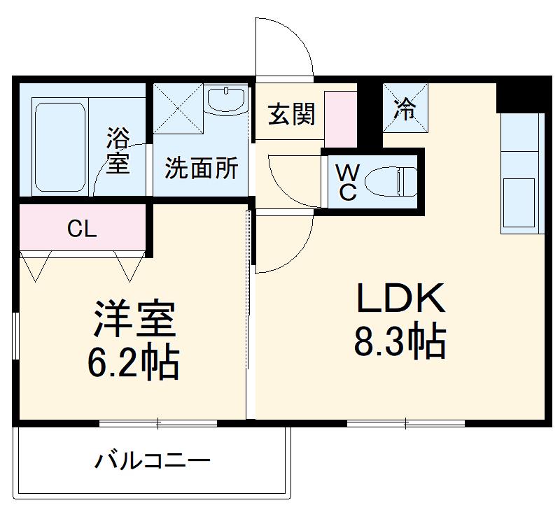 ハイミクス清水銀座(1LDK/3階)の間取り写真