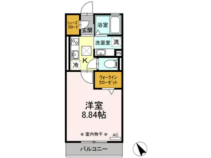 アレッサ A棟(1K/1階)の間取り写真