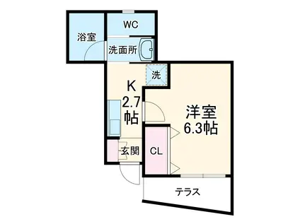 ミトワージュ新城(1K/2階)の間取り写真