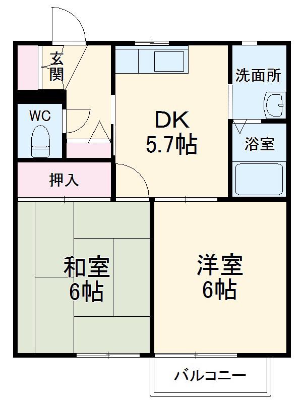 シティーメゾンふるきⅢ(2K/2階)の間取り写真