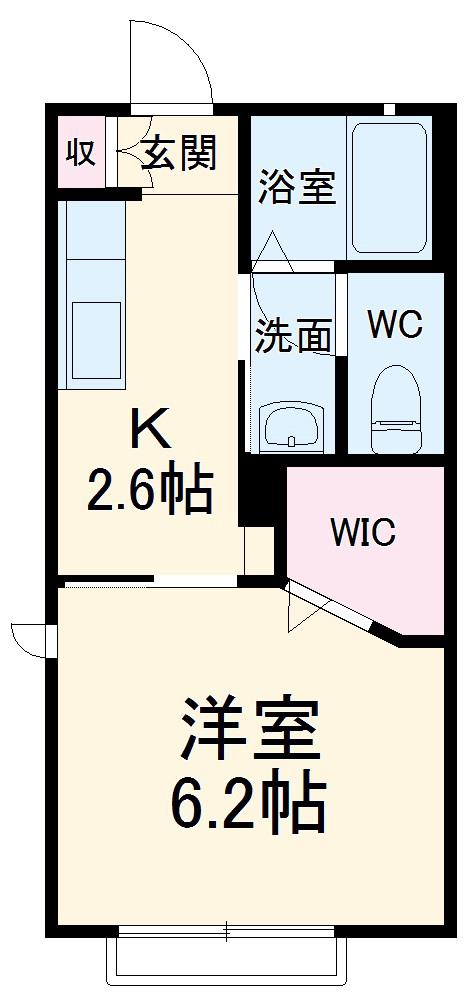 コンフォールⅡ(1K/2階)の間取り写真
