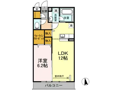 ペアハピネス(1LDK/2階)の間取り写真