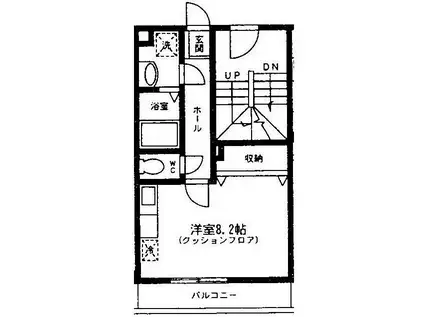 南武線 中野島駅 徒歩5分 3階建 築23年(ワンルーム/2階)の間取り写真