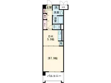 シャンゼリゼ高根(1DK/2階)の間取り写真