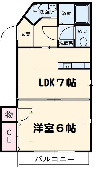 第一金田マンション(1LDK/1階)の間取り写真