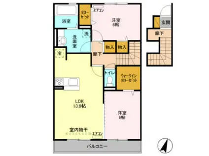 匠乃館E(2LDK/2階)の間取り写真