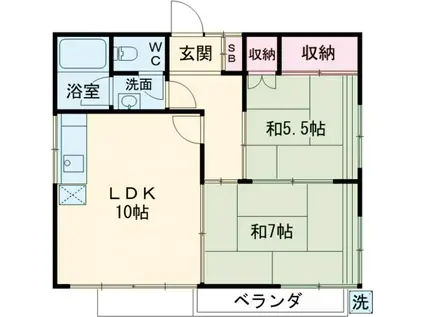 安達ハイツ(2LDK/2階)の間取り写真