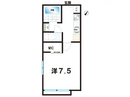 ヴィラグレイス(1K/1階)の間取り写真