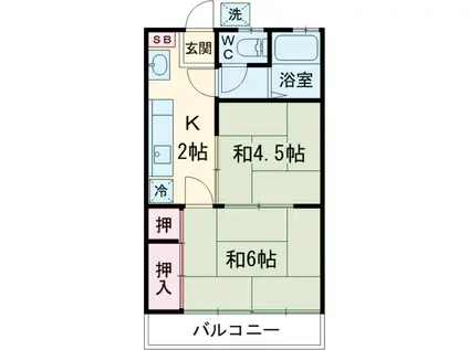 コーポ春日(2K/2階)の間取り写真