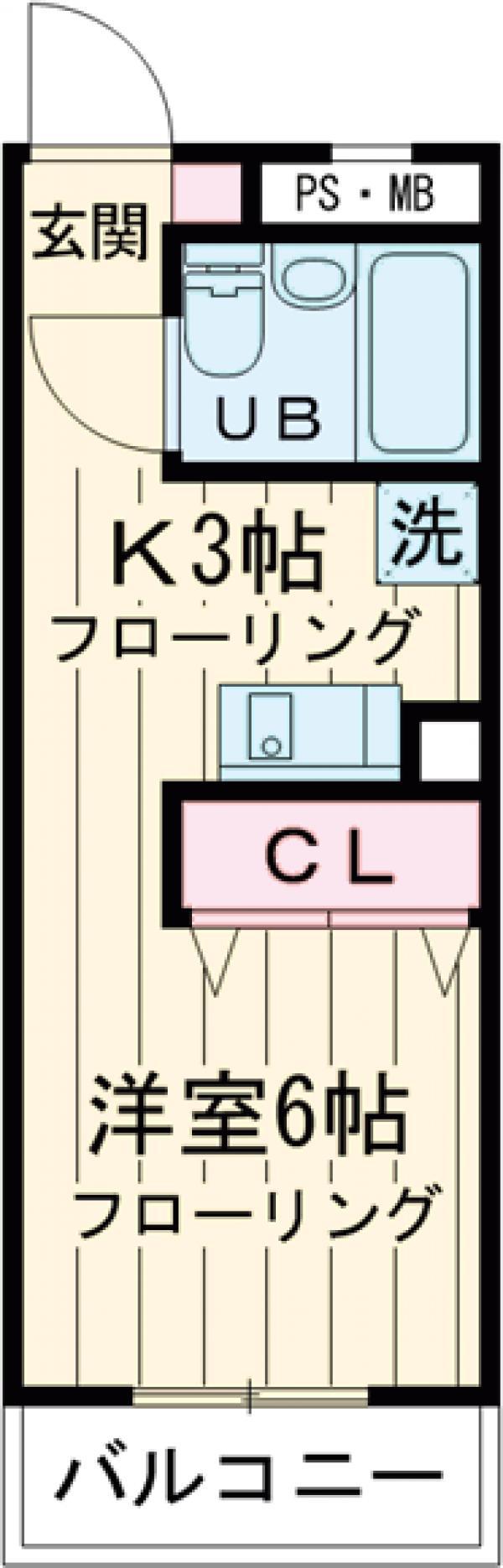昭島コートエレガンスE(ワンルーム/2階)の間取り写真