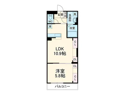 リブリ・所沢小手指(1LDK/1階)の間取り写真