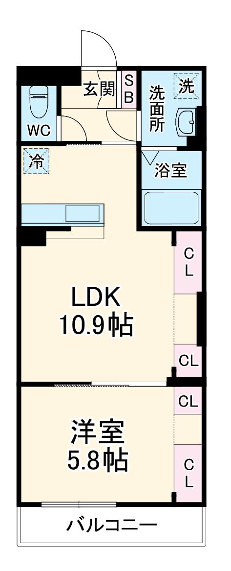 リブリ・所沢小手指(1LDK/1階)の間取り写真