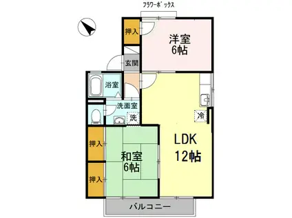 セジュール翔(2LDK/2階)の間取り写真