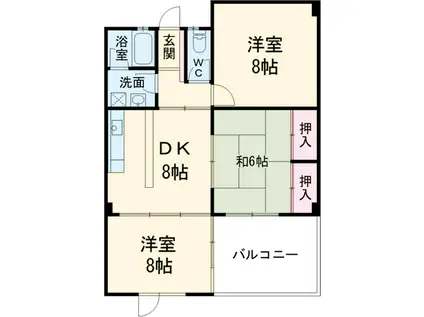 ウエスト-1(3DK/2階)の間取り写真