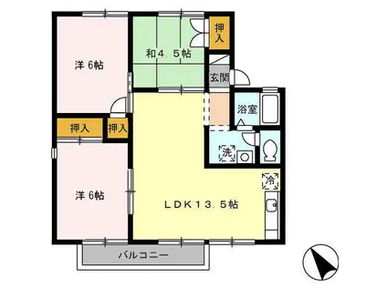 パークハイツ87 B棟(3LDK/2階)の間取り写真