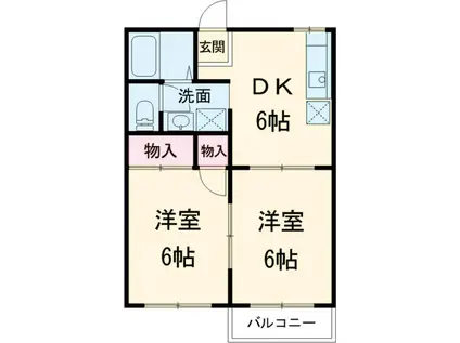 シャトル相武台(2DK/2階)の間取り写真