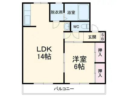 ヴィラスクエア(1LDK/2階)の間取り写真