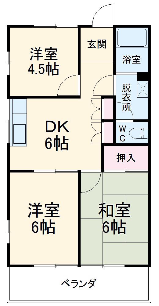 ガーデンハウス(3DK/2階)の間取り写真