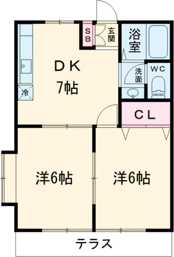 メゾン フルール(2DK/2階)の間取り写真
