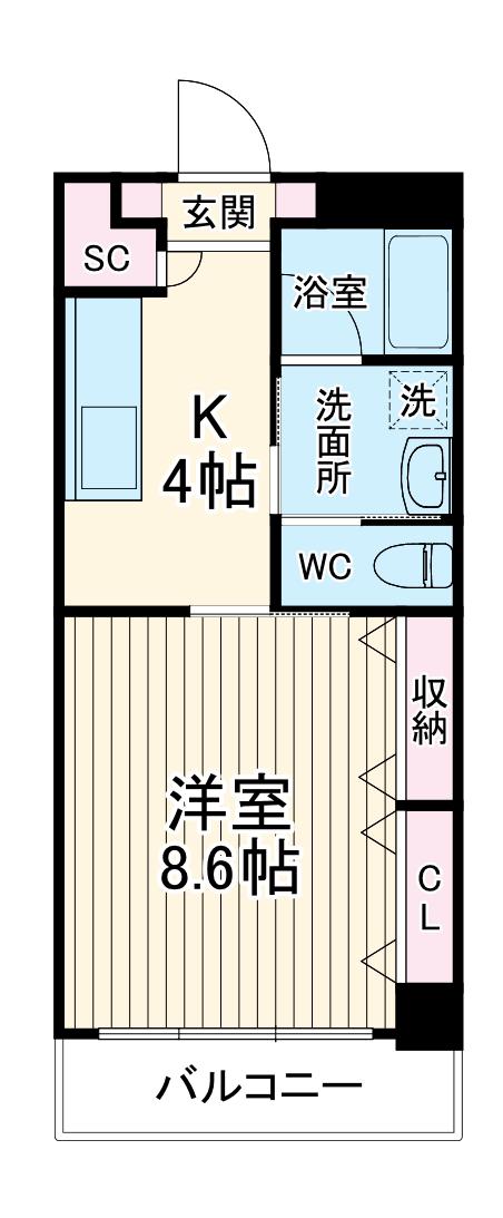 サンデュール藤が丘(1K/5階)の間取り写真