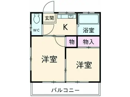 コーポ青柳(2K/2階)の間取り写真