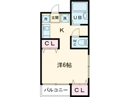 沢登ハイツE(1K/2階)の間取り写真