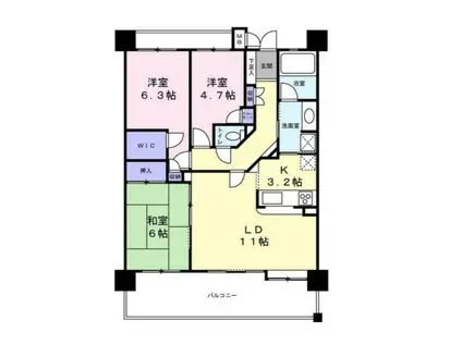 レールシティ八王子かえで通(3LDK/3階)の間取り写真