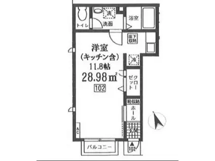 CHIAVE(1K/1階)の間取り写真