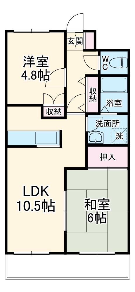 グランチェスタⅠ(2LDK/3階)の間取り写真