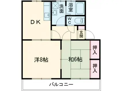 スカイハイツ(2DK/1階)の間取り写真