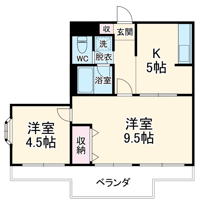 ルミエール本多(2DK/4階)の間取り写真