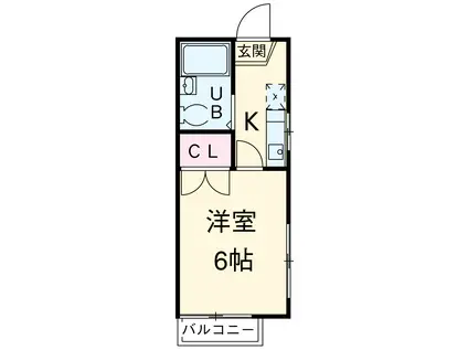 国立ウエストA(1K/2階)の間取り写真