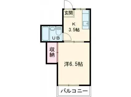 ハウス白ユリ(1K/1階)の間取り写真
